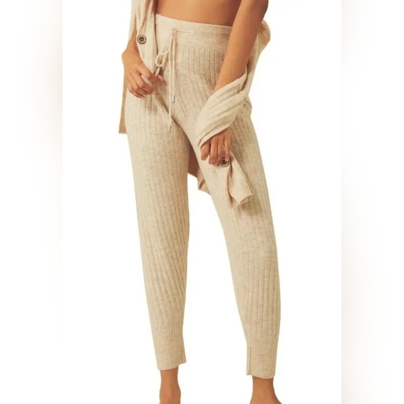 Free People Intimately Free knit Around The Clock Joggers Pants S Oatmeal - Picture 9 of 10